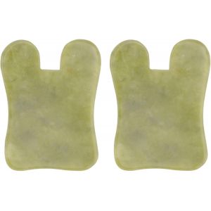 Sjzg-2 Pi&egrave;ces Planche Gua Sha Jade Naturel Outils Massage Visage Et Corps Lisses Pour Circulation Sanguine Et Soins Peau - Neuf