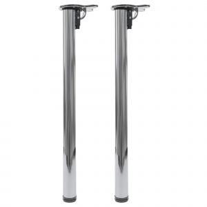 Lot de 2 pieds de table HWC-H34, pour bureau, pied de table &agrave; manger, structure de table, pliable 72 cmaspect inox - Neuf