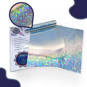 Lot de 10 feuilles de papier autocollant holographique-Format A4-Pour bricolage-En vinyle imprimable-Calendrier de l'Avent Holo-Imprimante laser (verre brisé) - Neuf
