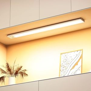 Eclairage Led Rechargeable Interieur Placard,Sans Fi,Dimmable Lampe Detecteur Mouvement,Lumière Led Pour Armoire Escalier Cuisine (41cm-1 Pièce,3000k) - Neuf