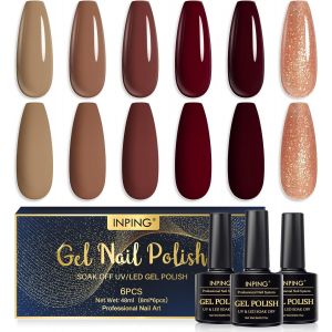 Vernis Semi Permanent Noir,6 Couleurs Noir Gris Blanc Pailleté Vernis Gel Uv Semi Permanent Soak Off Uv/Led Vernis À Ongles Pour Femmes Diy Nail Art Salon,8ml - Neuf