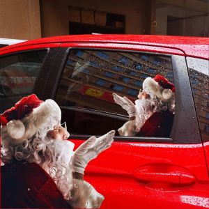 3D Cartoon Santa Fen&ecirc;tre de la Voiture Autocollants - R&eacute;aliste de D&eacute;coration de No&euml;l pour les Voitures - Neuf