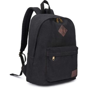 acdsgd-Sac &agrave; Dos en Toile Vintage, Sac &agrave; Dos L&eacute;ger et Loisir, pour Ordinateur Portable et D'&eacute;cole, pour Homme et Femme (Noir) - Neuf