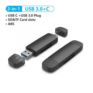 Vention ¿ lecteur de carte SD USB de Type C à Micro SD TF,adaptateur de carte pour ordinateur portable,accessoires de téléphone intelligent,adaptateur de carte SD USB 3.0--2 in 1 ABS 2PCS - Neuf