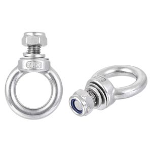 Lot De 2 Boulons &Agrave; ?illet De Levage M12 X 20 Mm &Agrave; Filetage M&acirc;le Avec &Eacute;crou &Agrave; Vis Hexagonale,Rondelle Plate Pour Suspension,Acier Inoxydable 304 - Neuf