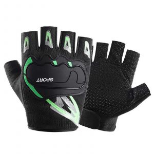 Gants De V&eacute;lo Unisexe Demi-Doigt Mitaines &Eacute;t&eacute; Mince Respirant Antid&eacute;rapant Vtt V&eacute;lo De Route Vert Taille Unique - Neuf