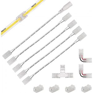 Vornixorsarlshop-12 Pack 8mm 2 Pin Connecteur Led Kit Pour Ruban Led Cob, Comprend 4 Connecteurs Milieu,2 En Forme De L,1en Forme De T, 4 15cm De Rallonge &Agrave; Double Extr&eacute;mit&eacute; Et 1 Connecteur Femelle D - Neuf