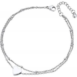 Cmjaagur-Silver Gold Black Double Heart Stainless Steel Anklet Chain Anklet For Women[M417] - Neuf