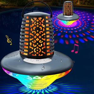 ChenQuanSarl-Enceinte Bluetooth Piscine Flottante, Enceinte Bluetooth Portable Avec Lumière De Flamme Et Coloré, Enceinte Douche Étanche Ip68,Appairage Tws,Double Hd Stéréo Haut Parleur Puissant, Gri - Neuf