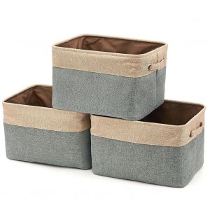Panier de rangement en toile pliable avec poignées - Lot de 3. - Neuf
