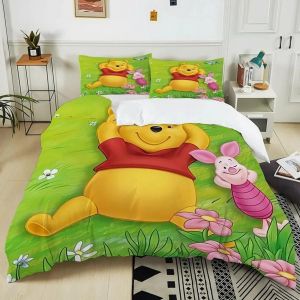 Parure De Lit Winnie L'ourson, Housse De Couette Et Taie D'oreiller, Motif Dessin Anime, Impression 3d, Pour Enfants, Garcon S Et Filles, 2 Ou 3 Pieces - Neuf