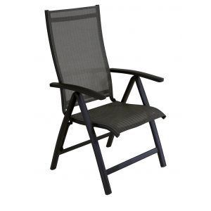 Fauteuil Multiposition - Elegance - Aluminium - Toile Tpep Graphite/Chevron - Pliant - Neuf