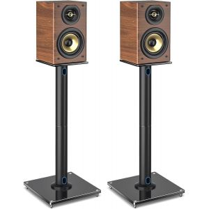 SUBZONAL-Support D'enceinte Universel Pieds Enceintes - Hauteur 680 mm - Supporte Les Petites Enceintes Satellites Allant Jusqu'a 10kgs - Ensemble de 2 - Gestion des C&acirc;bles - Facile &Agrave; Assembler - Noi - Neuf