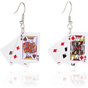 Kal-1 Paire De Boucles D'oreilles Asymétrie Drôle Pour Les Femmes En Forme De Poker Boucles D'oreilles Belle Décoration Festival Party - Neuf