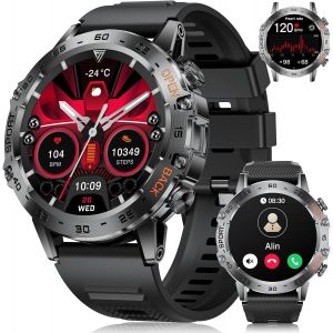 Montre Connectée Homme Avec Appel,1.45'' Amoled Écran/530mah Batterie,Montre Fitness Avec 120+ Modes Sportifs, Moniteur De Fréquence Cardiaque,Sommeil,Ip68 Étanche Pour Android Ios - Neuf