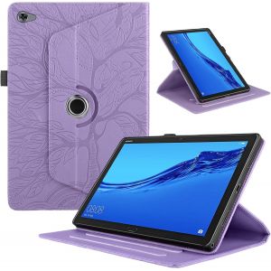 KAL-Coque Pour Tablette Huawei Mediapad M5 Lite 10.1"" 2018 Tablette Cover Étuis Cuir 360°Rotatif Multi-Angle Stand Flip Housse Cover Huawei Mediapad M5 Lite 10.1"",Violette Arbres - Neuf