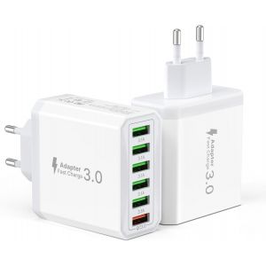Chargeur Mural Rapide Usb 3.0 33w/6a 6 Ports,Adaptateur Prise Secteur Multiple Universel Pour Iphone 12/11/Xr/Xs/X,Samsung Galaxy S21/S20/S10/S9/Note,Xiaomi.[F182] - Neuf