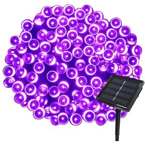 Jgd-22m Guirlande Solaire 200 Led 8 Jeux De Lumi&egrave;re Guirlande Lumineuse Id&eacute;al Pour La D&eacute;coration De Jardin Gazebo Patio Cour Cl&ocirc;ture Ext&eacute;rieur (Violet) - Neuf