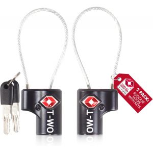 KALANKA-Cadenas cable cl&eacute; TSA . Cadenas clef Antivol pour Bagages Casier rangement Tente Camping. cadenas USA. Accessoires de voyage:Verrou a cle valise TSA007 2 Noir - Neuf