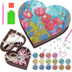 Kalanka-Cadeau Fille 5 6 7 8 9 10 Ans: Diamond Painting Boîte À Bijoux, Activites Manuelles Pour Enfants 5-12 Ans, Boîte De Rangement Pour Bijoux, Loisirs Créatifs Activités Fille Idée Cadeau (Tulipe - Neuf