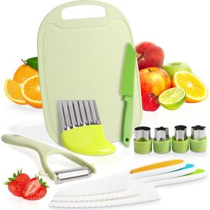 Couteaux De Cuisine Pour Enfants,Couteau Cuisine En Bois Pour Enfants Pour Couper Des Fruits Ou Des L&eacute;gumes,Avec Couteau En Bois,&Eacute;plucheur Et Planche &Agrave; D&eacute;couper - Neuf