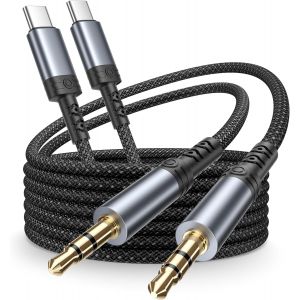 TIANYI-Câble Jack USB C 1M 2Pack, Câble USB C vers 3,5mm Jack,Prise Ja CK USBC Nylon Cable Auxiliaire USBC Ca ble Audio Adaptateur pour iPhone Air/17/16 Pro Max/16/15 Pro,Samsung Galaxy S25/S24/S23/S - Neuf
