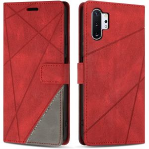 Kal-Coque Pour Galaxy Note 10 Plus, Protection Housse Etui En Cuir Pu Portefeuille Livre Pour Galaxy Note 10 Plus, Emplacements Cartes, Fonction Support, Rouge - Neuf