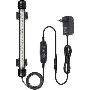 Led Aquarium Lampe,Fish Tank Light Minuterie Marche/Arrêt Automatique,3 Modes D'éclairage À Intensité Variable Blanc-Bleu,10 Niveaux De Luminosité En Option (Bleu + Blanc 18cm) - Neuf