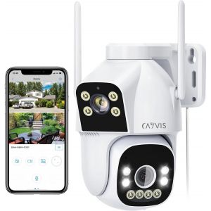 CHECARZHN--NO1-2Mp Camera Surveillance Wifi Extérieur, 2.4Ghz 5Ghz Ptz 1080P Caméra Ip Extérieure Avec Double Objectif, Vision Nocturne Couleur, Détection Humaine, Audio Bidirectionnel,Ip66 - Neuf