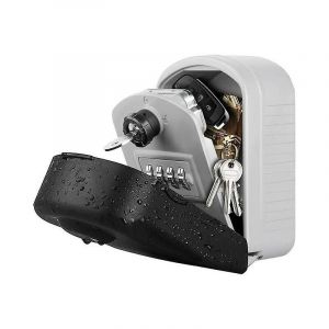 [Nouvelle Génération] Boîte À Clés Sécurisée De Grande Taille Avec Code Et Clés De Secours, Boîte À Clés Murale Avec Couvercle De Protection Extérieur Pour Usine, Voiture, Garage (Gris) - Neuf