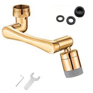 Robinet d'Extension avec Aérateur, 1440° Réglable avec Deux Modes de Sortie de l'Eau d'Or - Neuf
