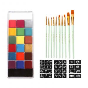 Kit De Maquillage Professionnel Pour Le Visage, 20 Couleurs, Peinture Corporelle &Agrave; L'huile Pour Halloween, Maquillage Cosplay, Palettes Vertes - Neuf