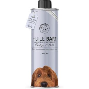 Jgd-Huile Barf Pour Chiens 500ml Huile Barf Avec Omega 3-6-9 &Agrave; Partir De: Huile De Saumon, Huile De Colza, Huile De Chanvre Et Huile De Bourrache - Huile Alimentaire Pour Chien Comme Garniture Alimen - Neuf