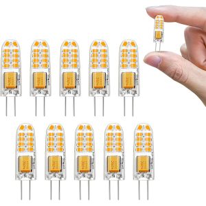 Ampoules Led G4 Ac/Dc 12v 150lm Blanc Chaud 3000k, 1.3w Remplacement 15w Halog&egrave;nes, &Eacute;conomie D'&eacute;nergie Pour Chambre, Cuisine, Hotte (Lot De 10) - Neuf