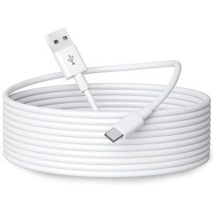 KALANKA-C&acirc;ble d'extension d'alimentation USB C de 3 m pour cam&eacute;ras de s&eacute;curit&eacute; ou appareils avec port USB C, c&acirc;ble de chargement et de synchronisation de donn&eacute;es durable USB A vers USB C - Blanc - Neuf