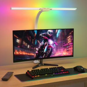 Lampe De Bureau Led Rvb À Double Tête, 22w 80cm Lampe De Table À Clipser Avec Télécommande, 5 Températures De Couleur&luminosité Lanterne De Lecture Rotative Pour Design,Lecture,Ecran - Neuf