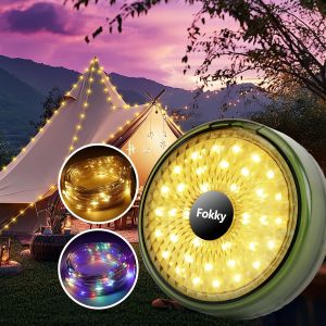 Jgd-Les Guirlandes Lumineuses De Camping Peuvent &Ecirc;tre Enroul&eacute;es, Guirlandes Lumineuses De Camping &Agrave; Lumi&egrave;re Jaune/Color&eacute;e - Neuf