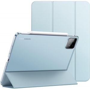 Coque pour Xiaomi Pad 7/7 Pro (11,2 Pouces, Mod&egrave;le 2025), Fine Translucide Arri&egrave;re Trifold Folio Support Protecteur Tablette Housse &Eacute;tui avec Veille/R&eacute;veil Automatique (Bleu Clair) - Neuf