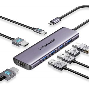 Station d'accueil USB C pour Ordinateur Portable, Hub USB C 7 en 1 avec Double HDMI 4K, USB 3.0, 3*USB 2.0, 100W PD, Dock USB C Multiport pour MacBook Pro, Dell, HP, Lenovo Yoga - Neuf
