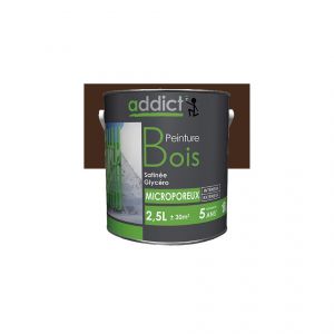 Peinture microporeuse Satinée pour le bois 2,5 L - Brun - ADD111304 - Addict - Neuf