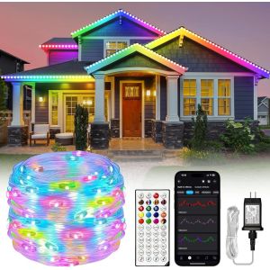 Ruban Led Exterieur Etanche, Led Exterieur Ip68 Rgb+Ic Avec Alimentation Et T&eacute;l&eacute;commande 2,4 G, Contr&ocirc;le Segment&eacute; Bande Led Exterieur For La Cour, Terrasse, Piscine, Jardin (30m)[Rub9222557] - Neuf