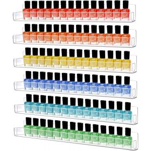TIANYI-Lot de 6 &eacute;tag&egrave;res murales pour vernis &agrave; ongles avec inserts antid&eacute;rapants amovibles, pr&eacute;sentoir &agrave; peinture acrylique pour salon de coiffeuse, peut contenir 90 bouteilles, 38,1 cm - Neuf