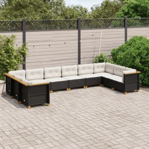 Prolenta Premium - Salon De Jardin 10 Pcs Avec Coussins Noir R&eacute;sine Tress&eacute;e - Neuf