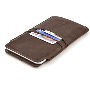 KALANKA-Pochette Portefeuille Provincial pour iPhone 11-15 Pro Max, 14-16 Plus, XS Max, 6-8 Plus (6.5/6.7 inch) &iquest; Housse en Similicuir Style Vintage avec 2 Fentes Cartes [Brun] - Neuf