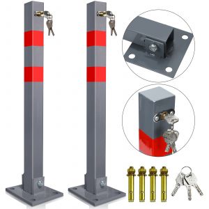 2X Poteau de barrage ext&eacute;rieur Pliable Barri&egrave;re de parking verrouillable - Neuf