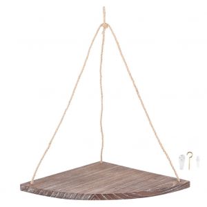 Hjlian Etagere D'angle Murale En Bois En Forme D'eventail Avec Corde De Chanvre Pour Decoration Interieure (Panneau En Forme D'eventail / Antique) - Neuf