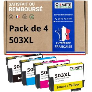 503XL - 4 Cartouches d'encre Compatibles avec Epson 503 XL Piment - pour Epson Expession Home XP-200 XP-5205 Workforce WF-2960 (1 Noir et 3 Couleur) - Neuf