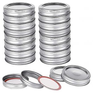 20pcs Mason Jar Lids & Rings Set Pour La Mise en Conserve Bouche R&eacute;guli&egrave;re,Couvercles Split-Type & &Eacute;tanches Pour Ball Ke - Neuf