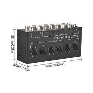 CX600 Mini Stéréo 6 Canaux Mixeur Passif RCA Console de mixage audio portable 6 en 2 Sortie Stéréo Distributeur Vo - Neuf