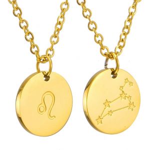Kal-Zodiac Chain - Collier Pendentif Zodiaque Or/Argent/Or Rose I Collier Zodiaque Acier Inoxydable Femme, Collier Acier Inoxydable Femme - Neuf